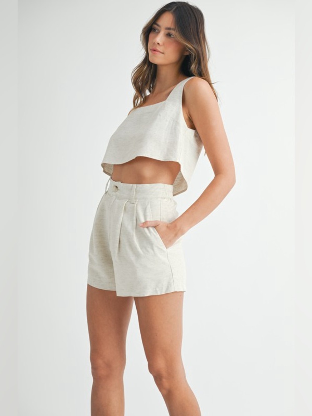 MABLE Sleeveless Crop Top and Shorts Set - Picture 3 of 4